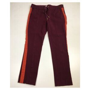 ANTHROPOLOGIE Plum Red Stripe Drawstring Zip Pockets Essentials Slim Pant Jeans